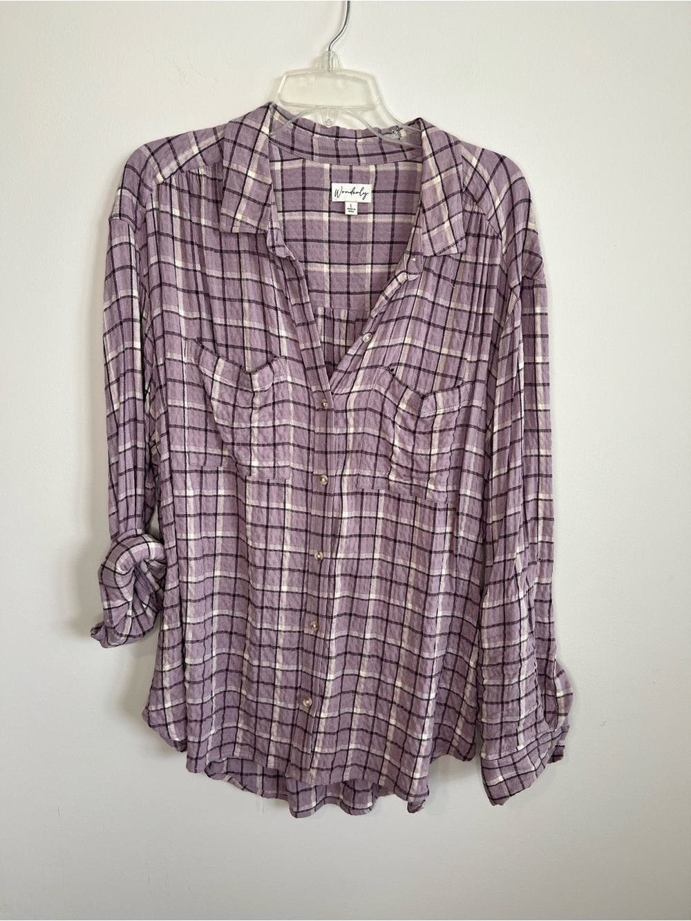 Wonderly Purple Plaid Lightweight Button-Down Shirt